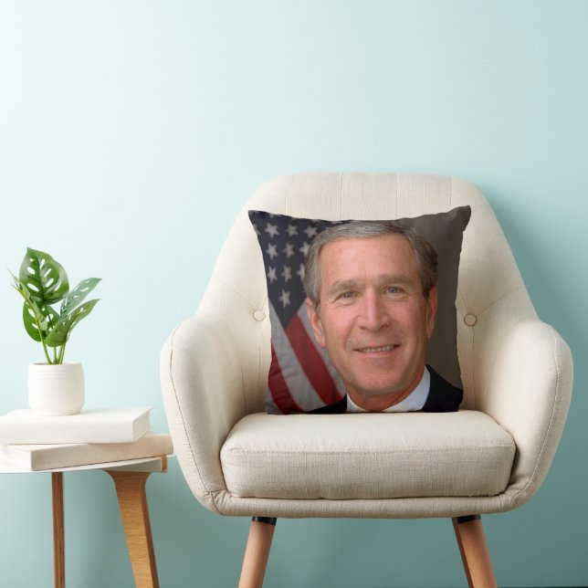 President George W Bush Official Portrait Throw Pillow (Chair)