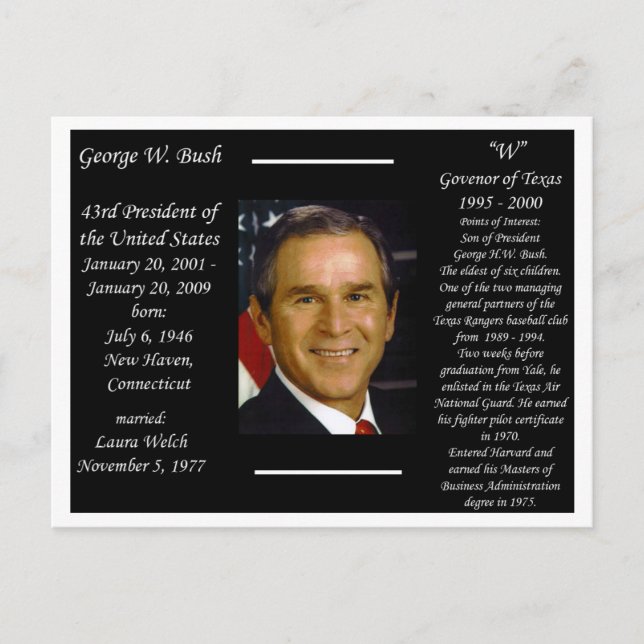 President George W Bush Postcard (Front)