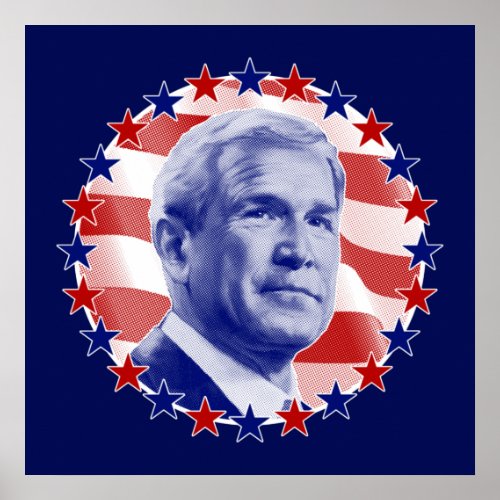 President George W Bush Stars and Stripes Poster