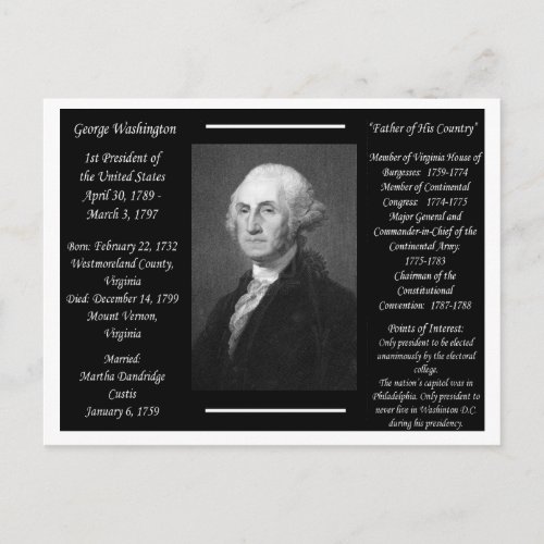 President George Washington Postcard