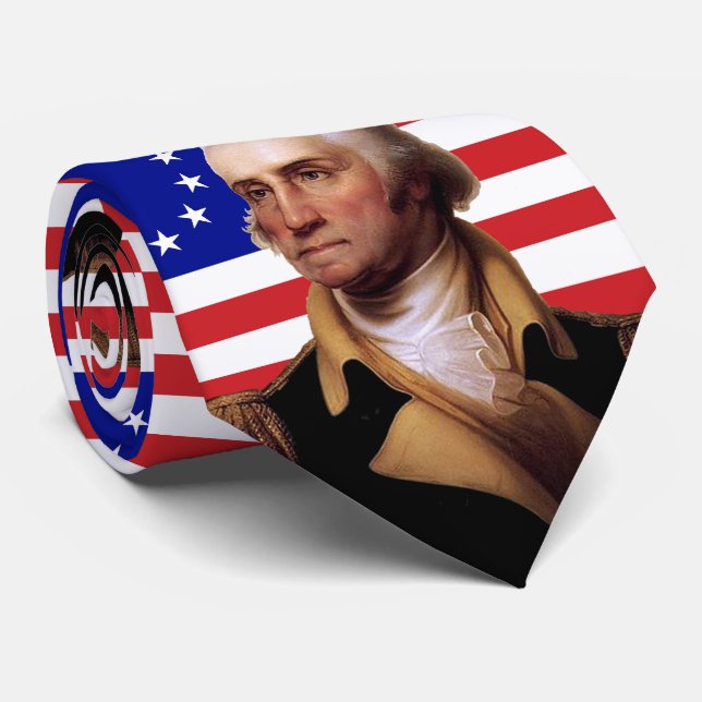 President George Washington & U.S. Flag Neck Tie (Rolled)