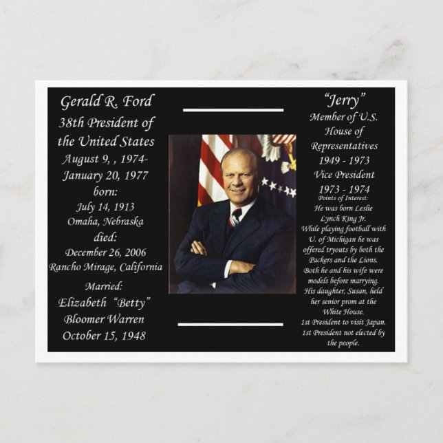 President Gerald Ford Postcard (Front)