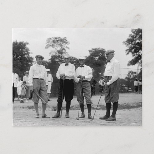 President Harding Golf Foursome 1920s Postcard