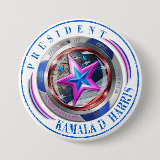 President Harris/Walz Stamp Medallion Button