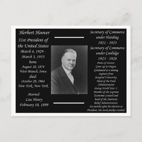 President Herbert Hoover Postcard