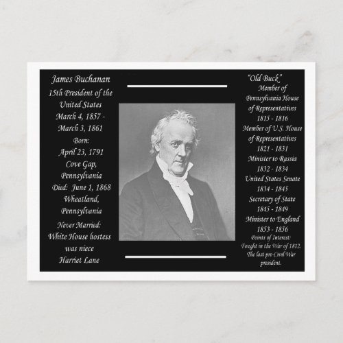 President James Buchanan Postcard