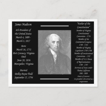 President James Madison Postcard by archemedes at Zazzle