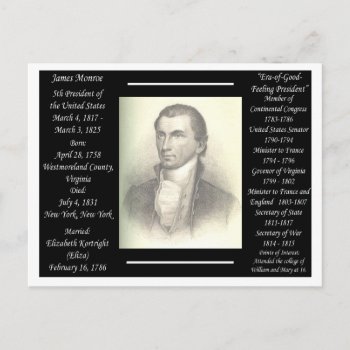 President James Monroe Postcard by archemedes at Zazzle