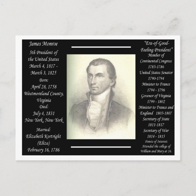 President James Monroe Postcard (Front)