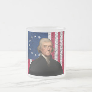 President Jefferson and The American Flag Frosted Glass Coffee Mug