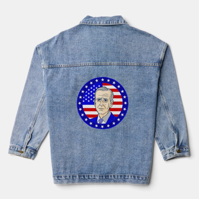 president joe biden american flag denim jacket (Back)