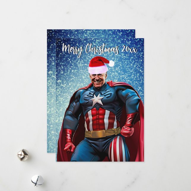 President Joe Biden and Santa Hat   Holiday Card (Front/Back In Situ)