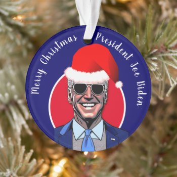 President Joe Biden And Santa Hat  Ornament by DakotaPolitics at Zazzle