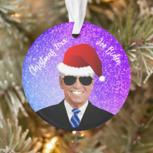 President Joe Biden and Santa Hat Ornament