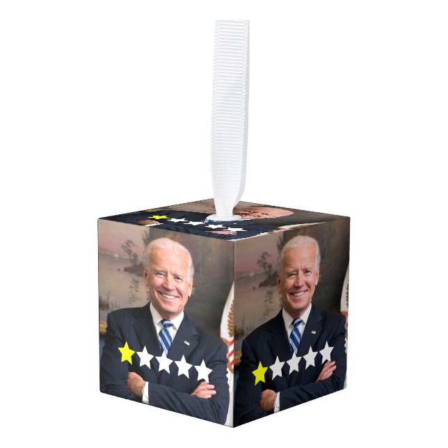 President Joe Biden Approval Rating Cube Ornament (Front Angled)