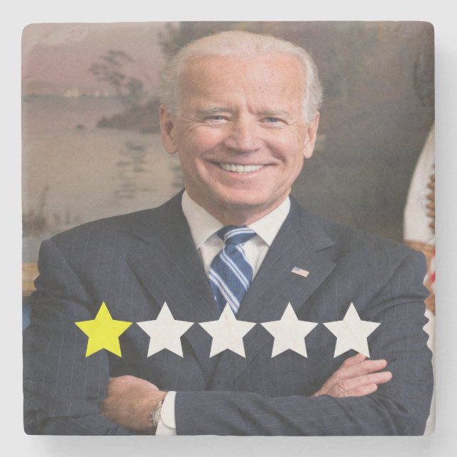 President Joe Biden Approval Rating Stone Coaster (Front)