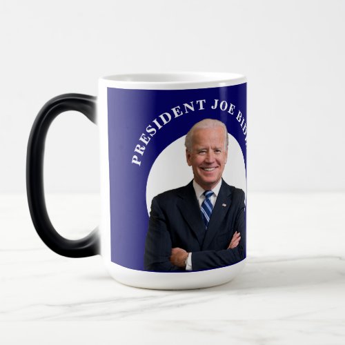 President Joe Biden Portrait on Blue Magic Mug