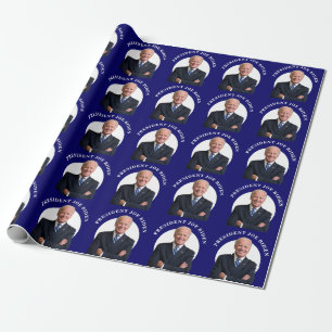 President Joe Biden Portrait on Blue Wrapping Paper