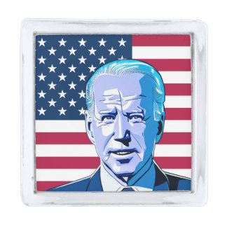 President Joe Biden Supporter Artwork 1 US Flag Silver Finish Lapel Pin