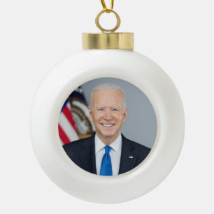 President Joe Biden White House Portrait Ceramic Ball Christmas Ornament