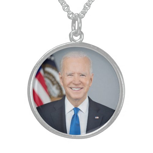 President Joe Biden White House Portrait   Sterling Silver Necklace