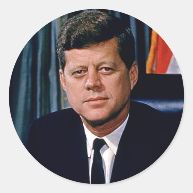 President John F. Kennedy Classic Round Sticker (Front)