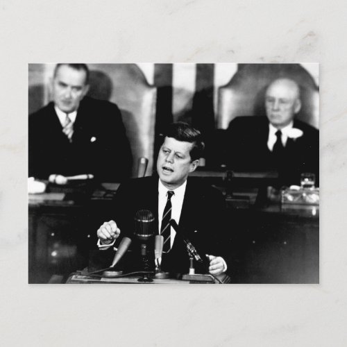 President John F Kennedy Men to the Moon Speech Postcard
