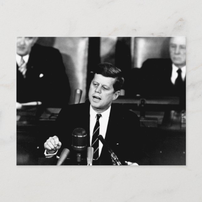 President John F Kennedy Men to the Moon Speech Postcard (Front)