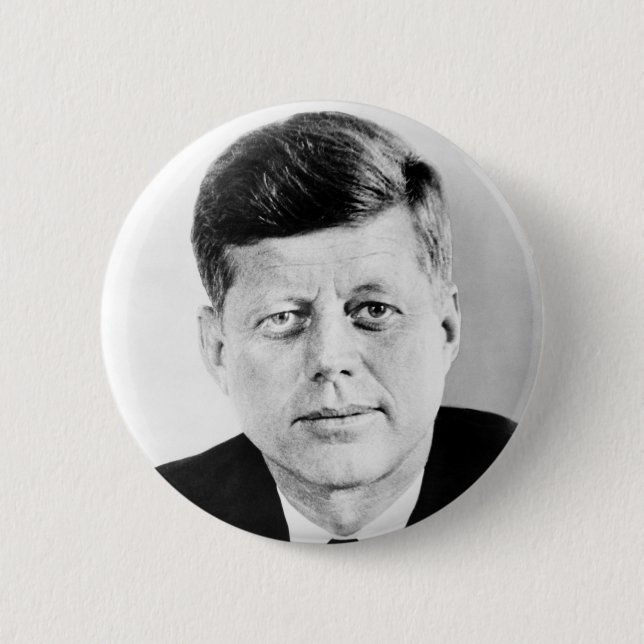 President John F Kennedy Portrait Pinback Button (Front)