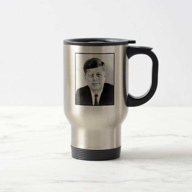 President John F Kennedy Portrait Travel Mug (Right)