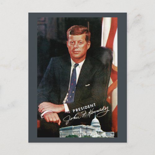 President John F Kennedy Vintage Postcard