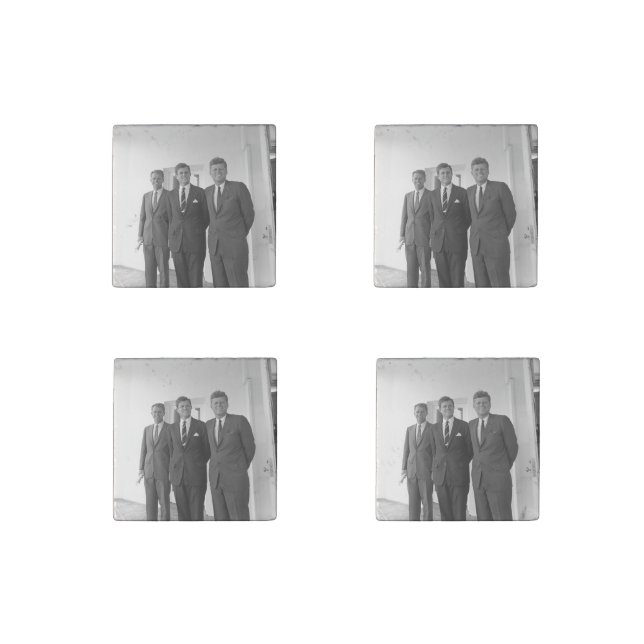 President John Kennedy & Brothers American Camelot Stone Magnet (Front)