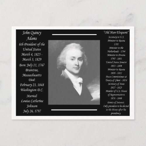 President John Quincy Adams Postcard