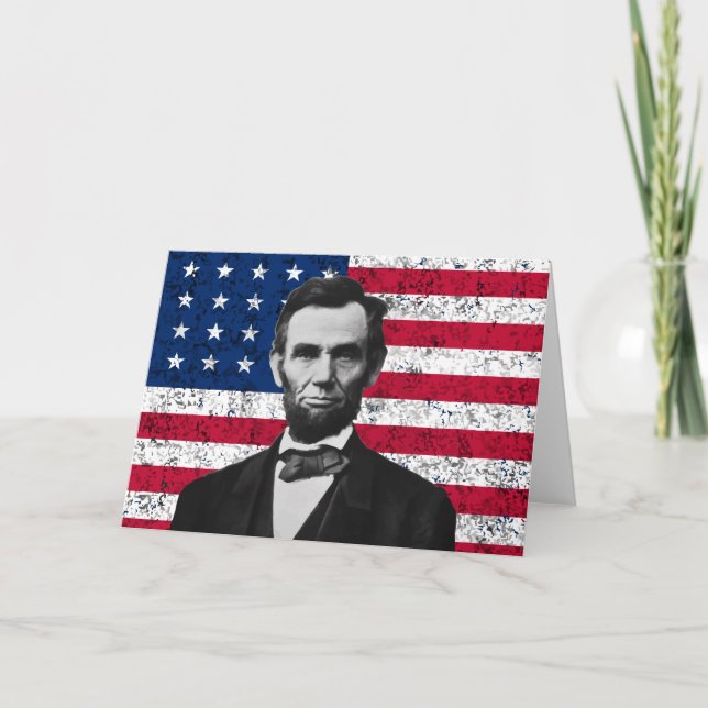 President Lincoln and The American Flag Card (Front)