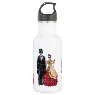 President Lincoln Skeleton, Halloween Skeleton Stainless Steel Water Bottle