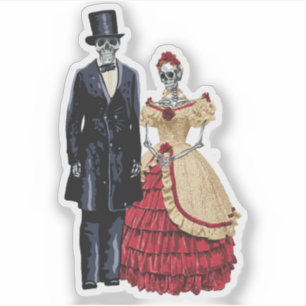 President Lincoln Skeleton, Halloween Skeleton Sticker