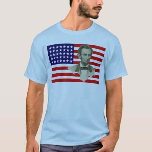 President Lincoln with 35 Star Union Flag T_Shirt
