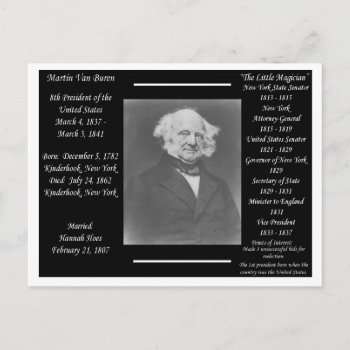 President Martin Van Buren Postcard by archemedes at Zazzle