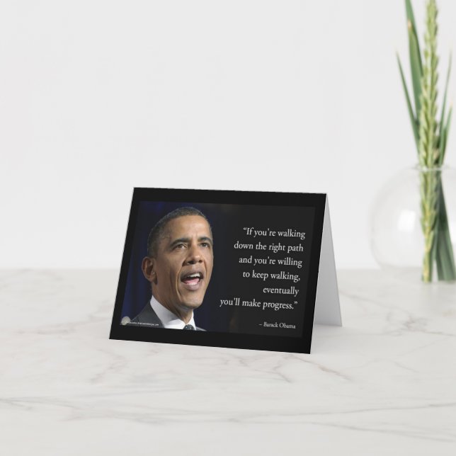 President Obama And "Make Progress" Quote  Card (Front)
