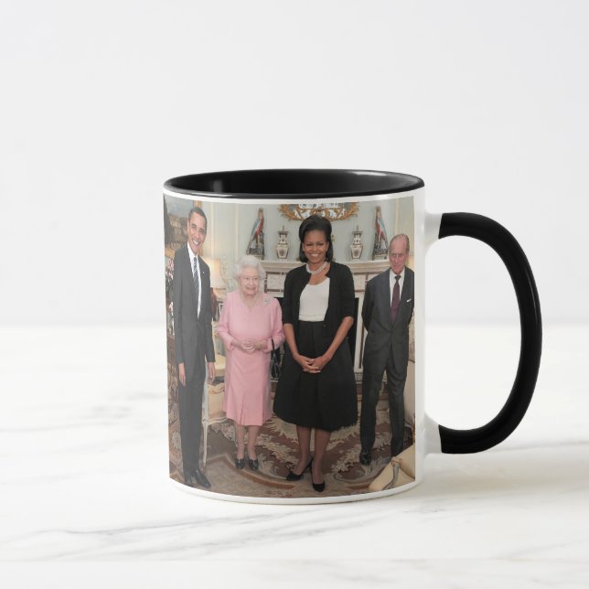 PRESIDENT OBAMA AND MICHELLE WITH QUEEN ELIZABETH MUG (Right)