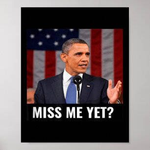 President Obama And The American Flag Funny Gift  Poster