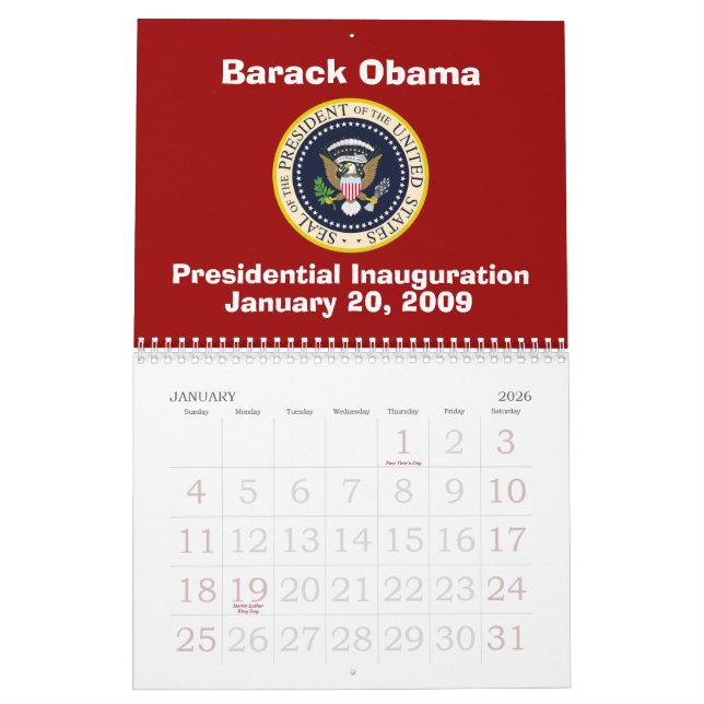 PRESIDENT OBAMA Inauguration Commemorative Calendar (Jan 2026)