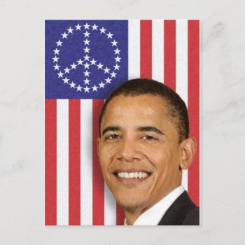 President Obama Peace Banner Postcard by tempera70 at Zazzle
