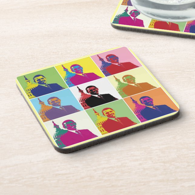President Obama Pop Art Beverage Coaster (Left Side)