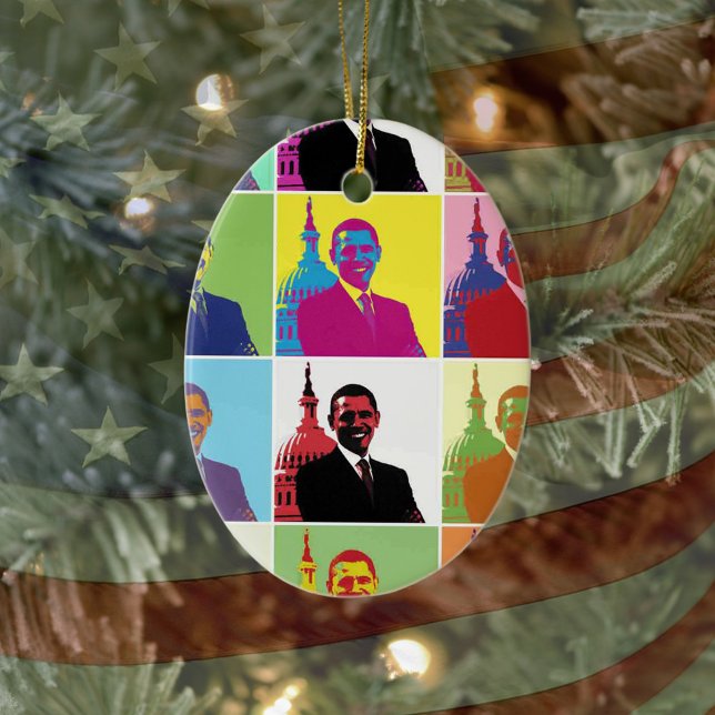 President Obama Pop Art Ceramic Ornament (President Obama Pop Art Ceramic Ornament)