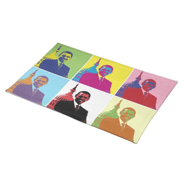 President Obama Pop Art Cloth Placemat (On Table)