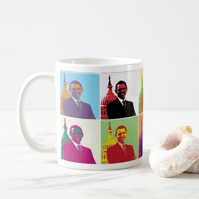 President Obama Pop Art Coffee Mug (With Donut)