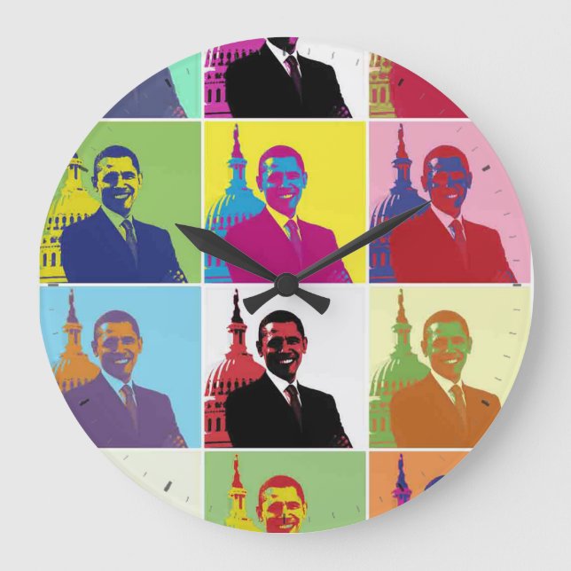 President Obama Pop Art Large Clock (Front)