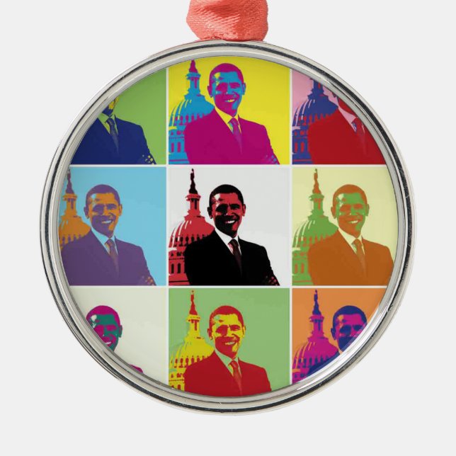 President Obama Pop Art Metal Ornament (Front)
