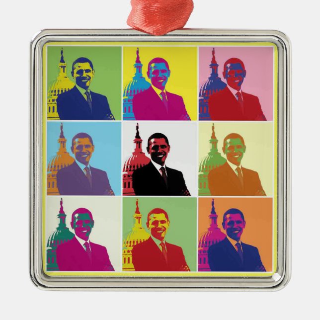 President Obama Pop Art Metal Ornament (Front)